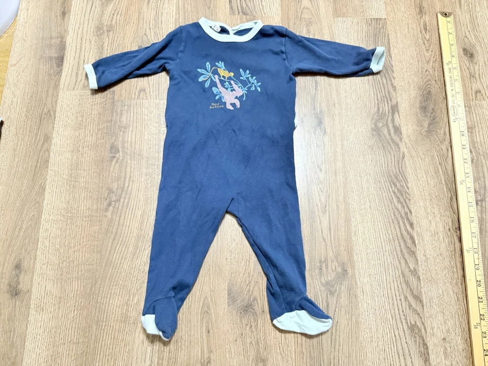 Petit Bateau One Piece, Infant Size 6M, Blue Green Brown Yellow, Sleepwear - Image 1 of 4