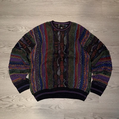Vintage Coogi Style Sweater 3D Knit Biggie Smalls Via Europa Size Medium Mens - Image 1 of 4