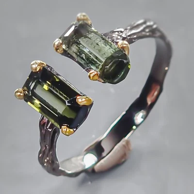Handmade Natural Tourmaline Ring 925 Sterling Silver Size 10 /R441270 - Image 1 of 4