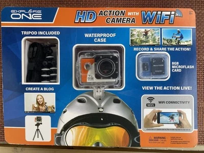 Explore One HD Action Camera WITH Wifi Waterproof Tripod 8GB Micro card - New - Image 1 of 4