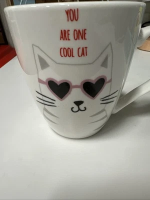 Taza de café Pfaltzgraff You Are One Cool Cat 18 oz Courtney Davis blanco rosa rojo Foto 1 de 4