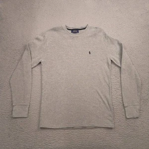 Polo Ralph Lauren Thermal Shirt Men M Gray Long Sleeve Waffle Knit Cotton - Picture 1 of 9