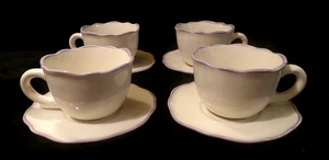 NWOT THRESHOLD GLAZED STONEWARE TEACUP and SAUCER SETS - 4 Sets/8 Pieces - Picture 1 of 9