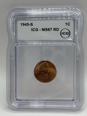 1945-S Lincoln Wheat Cent MS67 RD ICG - Image 1 of 4