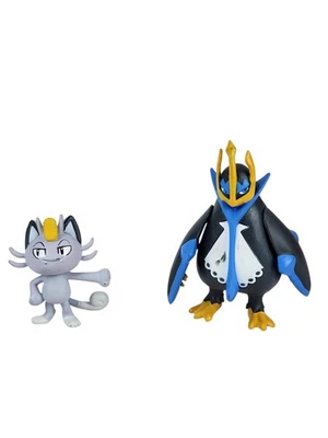 Pokemon 4" Empoleon Posable Figura Vinilo y Meowth Mini Figura Lote de 2 Raras Foto 1 de 4