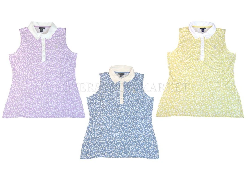 NEW WOMEN U.S. POLO ASSN. SLEEVELESS POLYESTER POLO SHIRT BUTTON PLACKET VARIETY - Image 1 of 1