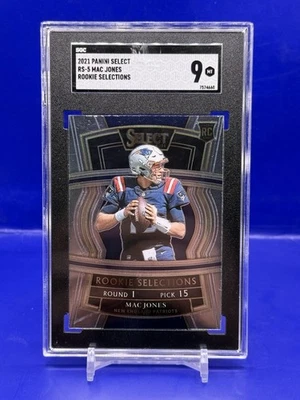 2021 Select Mac Jones Rookie Selections Rc RS-5 SGC 9 New England Patriots - Image 1 of 2