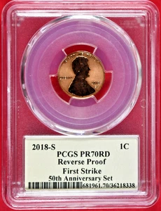 2018-S Lincoln Shield Cent PCGS PR70RD Reverse Proof Signed By Thomas Cleveland - Picture 1 of 2