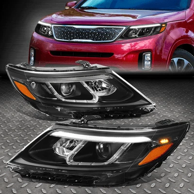 [3D LED DRL]FOR 14-15 SORENTO EX SX BLACK/AMBER PROJECTOR HEADLIGHT HEAD LAMPS - Image 1 of 4
