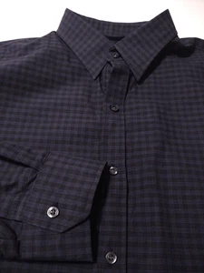 TEDDY STRATFORD Men's Button Front & Zipper 100% Cotton Size 6 Blue Check Shirt - Picture 1 of 6