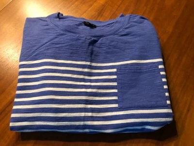 TALBOTS XL Mujer LS Top Camisa Blusa AZUL PÚRPURA BLANCO RAYAS Bolsillo BONITO LOOK Foto 1 de 4