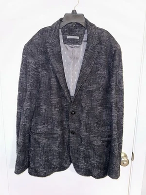 John Varvatos Tweed Blazer Men's 54 Black Made Italy Stretch Sport Coat Jacket - Image 1 of 4