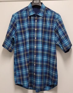 Bugatchi Uomo Mens Shirt Button Up XXL Classic Fit Short Sleeve Plaid Cotton - Picture 1 of 19