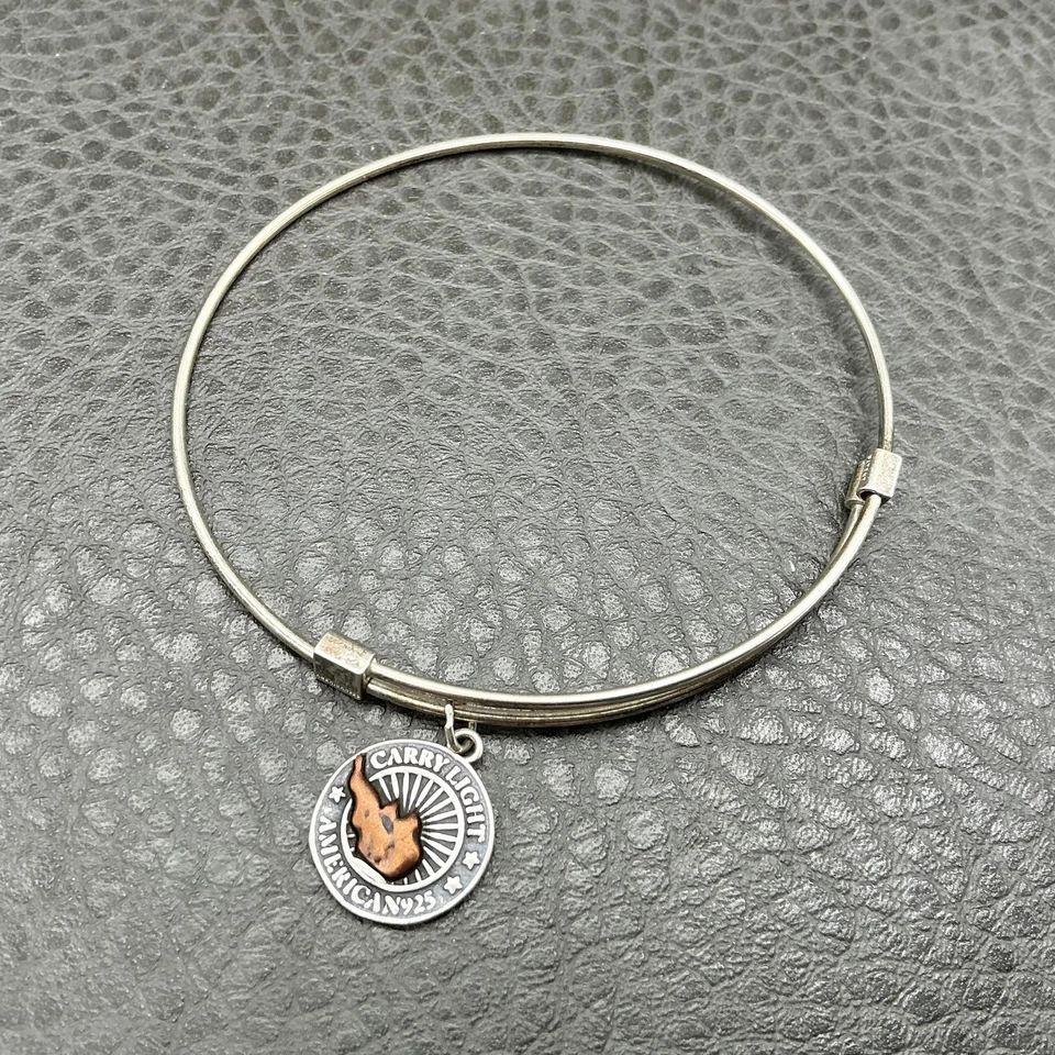 Brazalete Brazalete Alex And Ani Liberty Cobre Llevar Luz Dije Plata 925 Para Mujer Foto 1 de 4