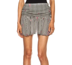 ISABEL MARANT ÉTOILE Cary Ruched Stripe Mini Skirt Size FR 42 / US 10 - Picture 1 of 7