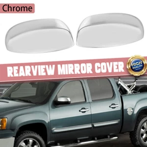 2X Top Half Mirror Cover Cap Housing Chrome For 2007-2014 Silverado Sierra Yukon - Picture 1 of 12