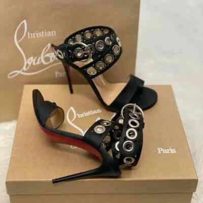 😍NUEVO en Caja-CHRISTIAN LOUBOUTIN Cinturón Negro Tacones con Tiras 36.5 (se adapta a 6.5-7) Foto 1 de 4