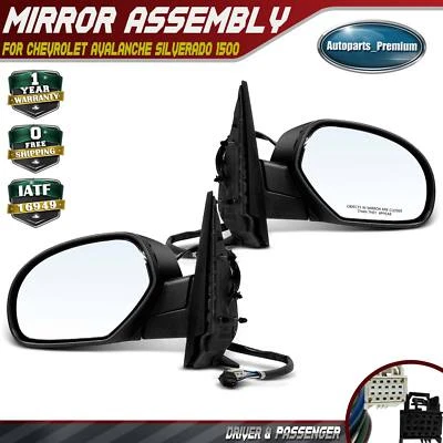 2x Black Power Mirror para Chevrolet Avalanche Silverado 1500 GMC Sierra 2500HD - Imagem 1 de 4