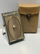 ZENITH Royal 500 AM Radio Gold,with Case,  Vintage, WORKS !