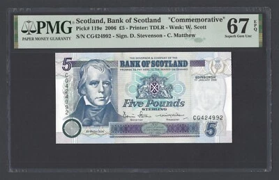Scotland 5 Pounds 2006 P119e "Commemorative" Uncirculated Grade 67 Top Pop - Image 1 of 2