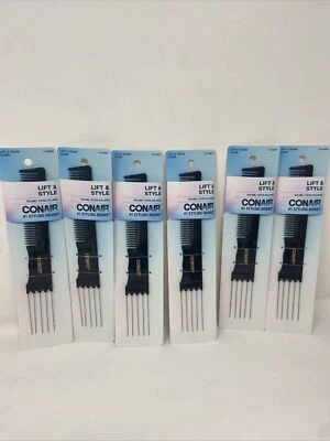 Conair Lift & Style Tease Comb Volume Extra Fullness Pack Of 6 Model 14386N New - Image 1 of 4