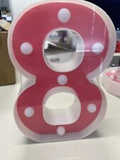 Light Up Pink 9" Tall 6" Wide Number  8 Battery