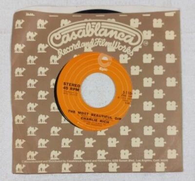 Charlie Rich The Most Beautiful Girl /I Feel Like Going Home 45 Rpm 7” 23Z31 - Image 1 of 3