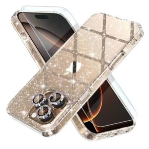 Compatible for iPhone 16 Pro Max Case, Women Cute Clear Glitter Glitter Clear - Picture 1 of 8
