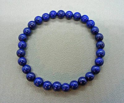 LAPIS LAPISLAZULI (BEH.) Edelstein-Kugel-Armband-Elastisch 6 mm/19 cm-NEU-A- - Bild 1 von 2