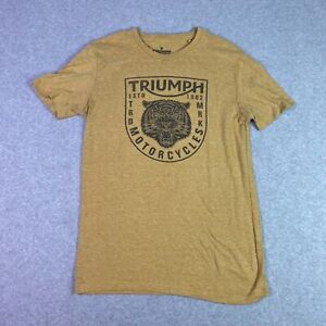 Triumph by Lucky Brand Shirt Mens Small Yellow Motorcycle Logo Crew Neck T-Shirt