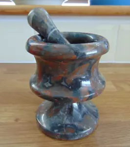 VINTAGE POLISHED HARDSTONE PESTLE & MORTAR - Picture 1 of 5