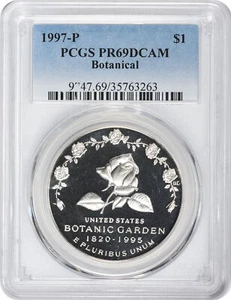 1997-P Botanical Silver Commemorative Dollar PR69DCAM PCGS Proof 69 Deep Cameo - Picture 1 of 2
