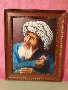 Tableau orientaliste homme au turban cadre bois - Imagen 1 de 5