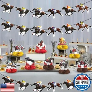 Kentucky Derby Party Decorations Set, 3PCS Kentucky Derby Banners Horse Racin - Picture 1 of 5