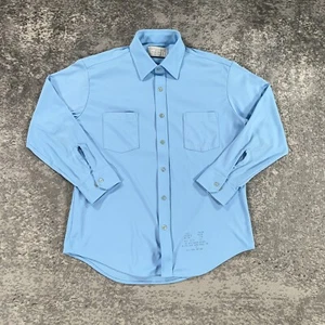 Vintage Sears Shirt Mens 16.5X32 Blue Long Sleeve Button Up 70s Perma Prest Logo - Picture 1 of 14