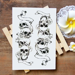 Temporäres Tattoo SET Skull Totenkopf Schädel Knochen Bones Scary Wasserfest - Bild 1 von 2