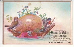 Wilkes Barre PA Pennsylvania - Victorian Trade Card Bennett & Walter Shoe Store - Picture 1 of 2