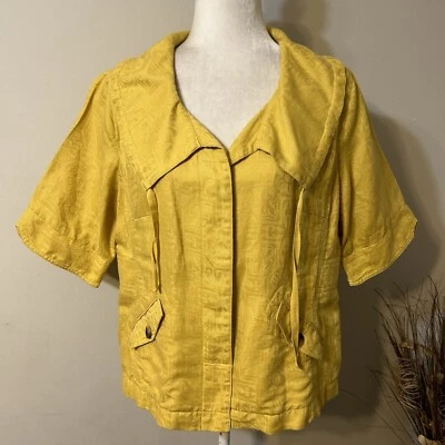 Chaqueta Coldwater Creek para mujer mezcla de lino con botones cordón manga corta talla 14 Foto 1 de 4