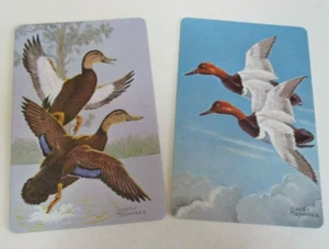 Patos salvajes en vuelo - Tarjetas intercambiables - Fondos grises y azules - De colección - Años 70 - Imagen 1 de 4