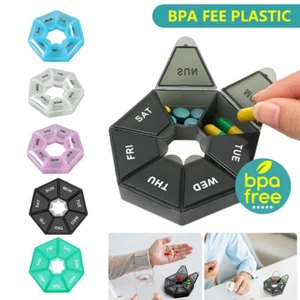7 DAY WEEKLY DAILY PILL BOX Organiser Medicine Tablet Storage Dispenser Week SC - Picture 1 of 15