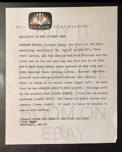 Star Trek NBC TV Press Photo SOLO SNIPE Leonard Nimoy rara promo 1966, 1968,1967 - Foto 1 di 11