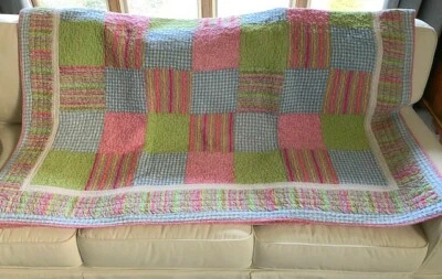 Edredón edredón PEM AMERICA rosa verde retazos + 1 almohada SHAM talla doble 68x86 Foto 1 de 4