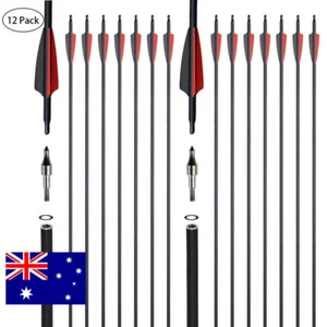 31 Inch Carbon Arrow Hunting Arrows Spine 500 for Archery Compound & Recurve Bow - Picture 1 of 44
