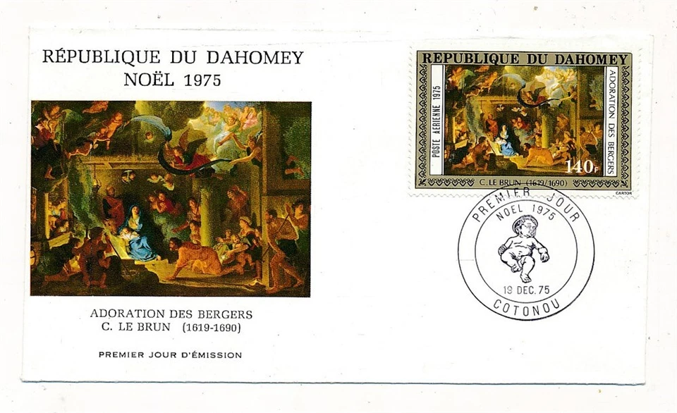 D403958 Dahomey FDC Christmas 1975 Paintings Art Brun - Image 1 of 1