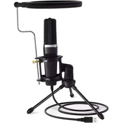 Micrófono USB Profesional Condensador con Silencio de Una Tecla, Antiivibracion - Imagen 1 de 4