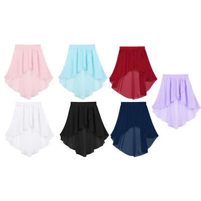 UK Kids Girls Lyrical Ballet Modern Dance Chiffon Skirt Performance Dancewear - Image 1 of 2