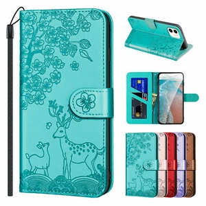 Flip Sika Deer Card Wallet Phone Case For iPhone 13 12 11 Pro Max XR XS 6 7 8 SE - Picture 1 of 60