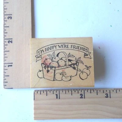 Delafield Stamp Company -Friend/Apple Basket Rubber Stamp - F570  Foto 1 de 3