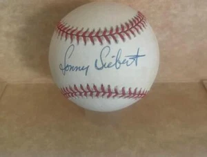 SONNY SIEBERT RED SOX/INDIANS SIGNED AUTOGRAPHED M.L. BASEBALL BECKETT AUTH - Picture 1 of 3
