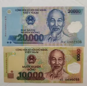 2 Vietnam banknotes 1-10000(10,000)1-20000 (20,000)UNCIRCULATED-2 note bundle - Picture 1 of 2